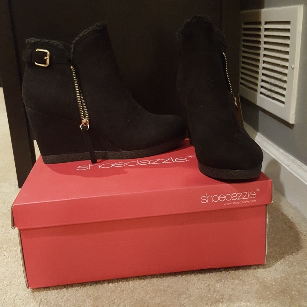 Black Wedge Ankle Boots